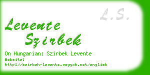 levente szirbek business card